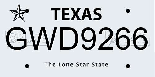 GWD9266 Texas License Plate
