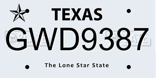 GWD9387 Texas License Plate