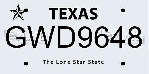 GWD9648 Texas License Plate