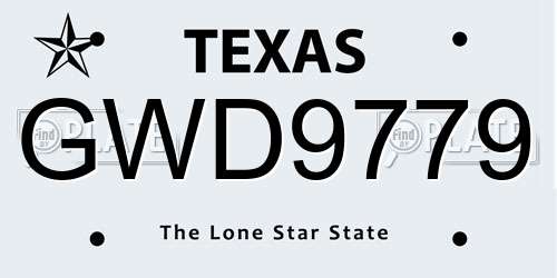 GWD9779 Texas License Plate