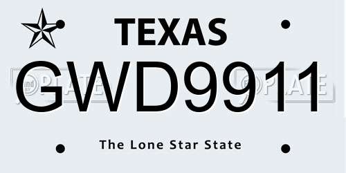 GWD9911 Texas License Plate