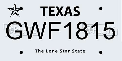 GWF1815 Texas License Plate