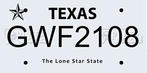 GWF2108 Texas License Plate