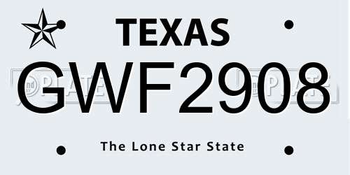 GWF2908 Texas License Plate