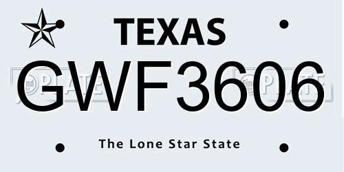 GWF3606 Texas License Plate