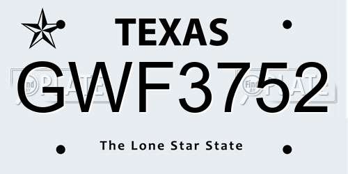 GWF3752 Texas License Plate