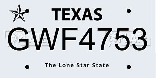 GWF4753 Texas License Plate
