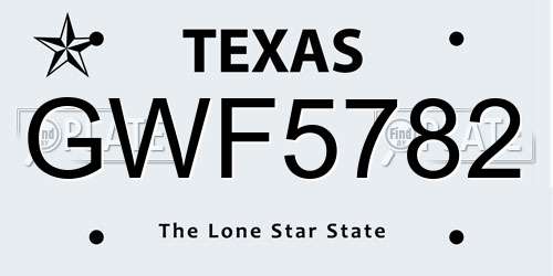 GWF5782 Texas License Plate