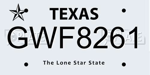GWF8261 Texas License Plate