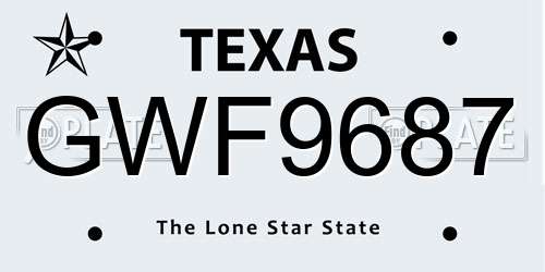 GWF9687 Texas License Plate