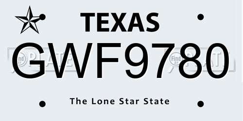 GWF9780 Texas License Plate