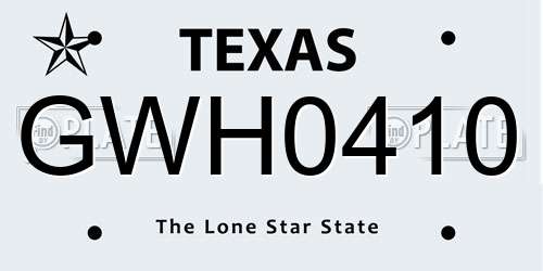 GWH0410 Texas License Plate