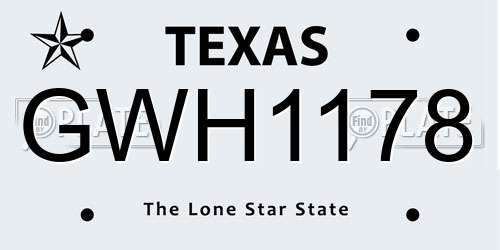 GWH1178 Texas License Plate