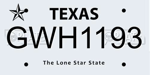 GWH1193 Texas License Plate