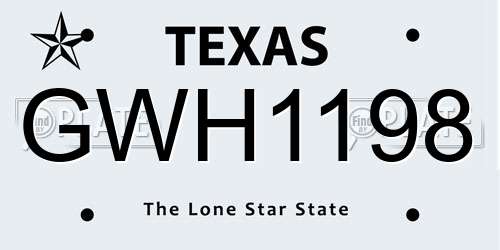 GWH1198 Texas License Plate