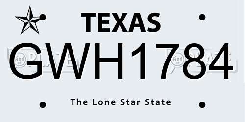 GWH1784 Texas License Plate