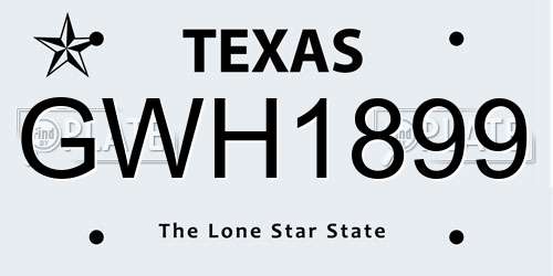 GWH1899 Texas License Plate