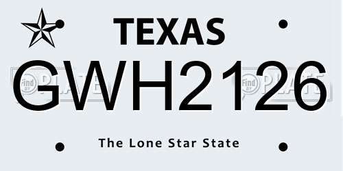 GWH2126 Texas License Plate