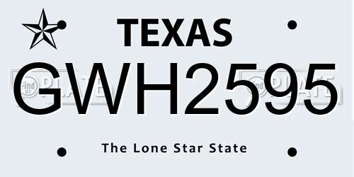 GWH2595 Texas License Plate