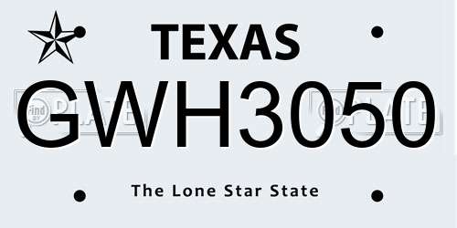 GWH3050 Texas License Plate
