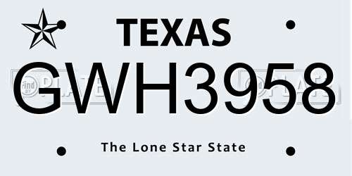 GWH3958 Texas License Plate