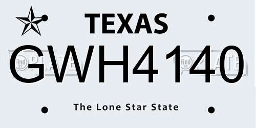 GWH4140 Texas License Plate