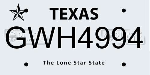 GWH4994 Texas License Plate