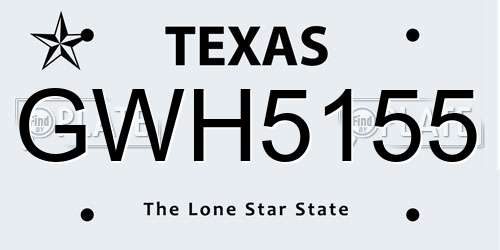 GWH5155 Texas License Plate