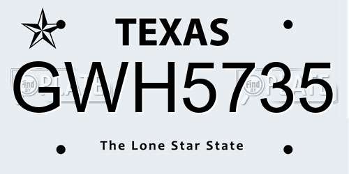 GWH5735 Texas License Plate