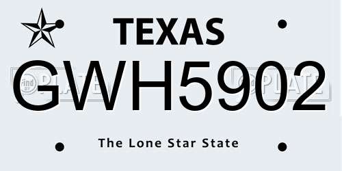 GWH5902 Texas License Plate