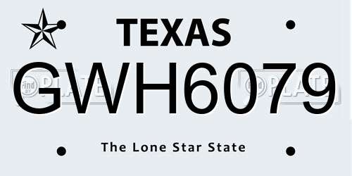 GWH6079 Texas License Plate