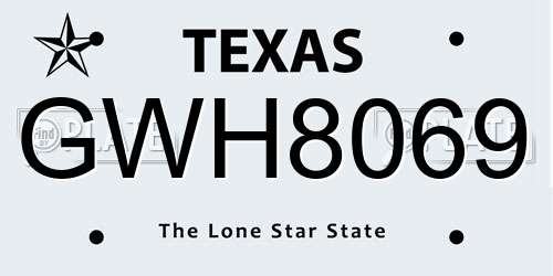 GWH8069 Texas License Plate