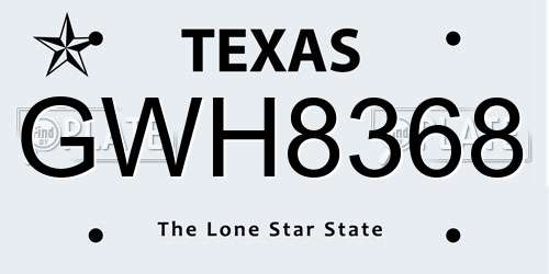 GWH8368 Texas License Plate