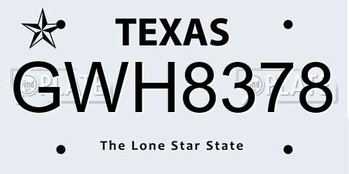 GWH8378 Texas License Plate