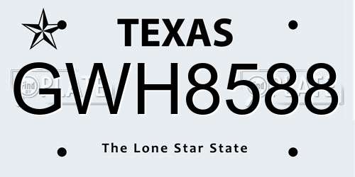 GWH8588 Texas License Plate