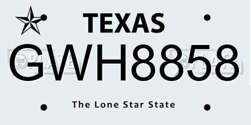GWH8858 Texas License Plate