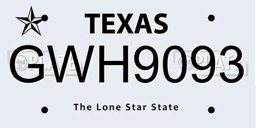 GWH9093 Texas License Plate