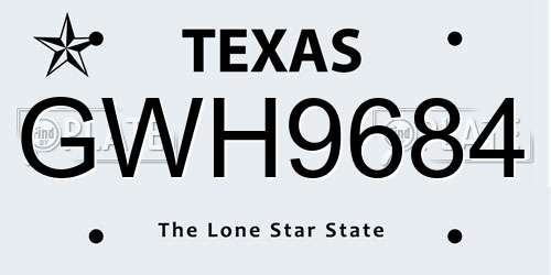 GWH9684 Texas License Plate
