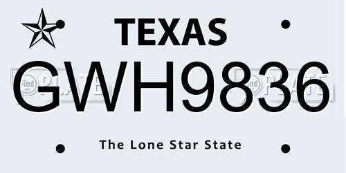 GWH9836 Texas License Plate
