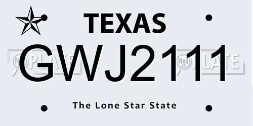 GWJ2111 Texas License Plate