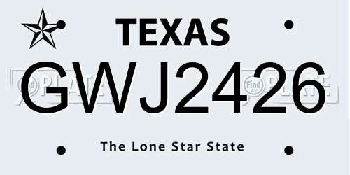 GWJ2426 Texas License Plate