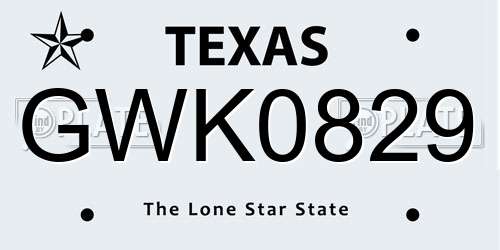 GWK0829 Texas License Plate