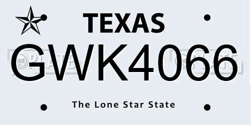 GWK4066 Texas License Plate