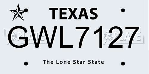 GWL7127 Texas License Plate