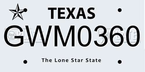 GWM0360 Texas License Plate