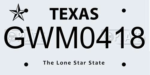 GWM0418 Texas License Plate