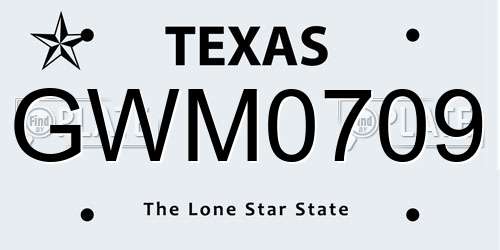 GWM0709 Texas License Plate