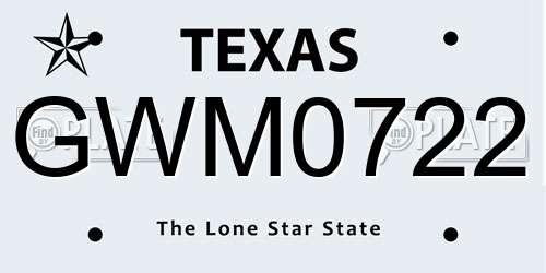 GWM0722 Texas License Plate