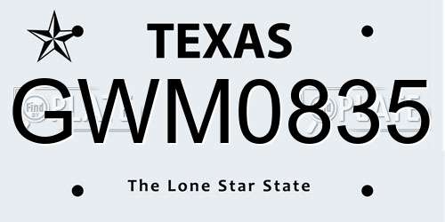 GWM0835 Texas License Plate