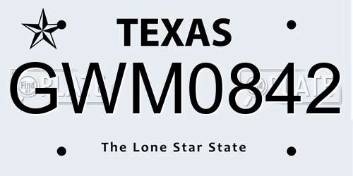 GWM0842 Texas License Plate